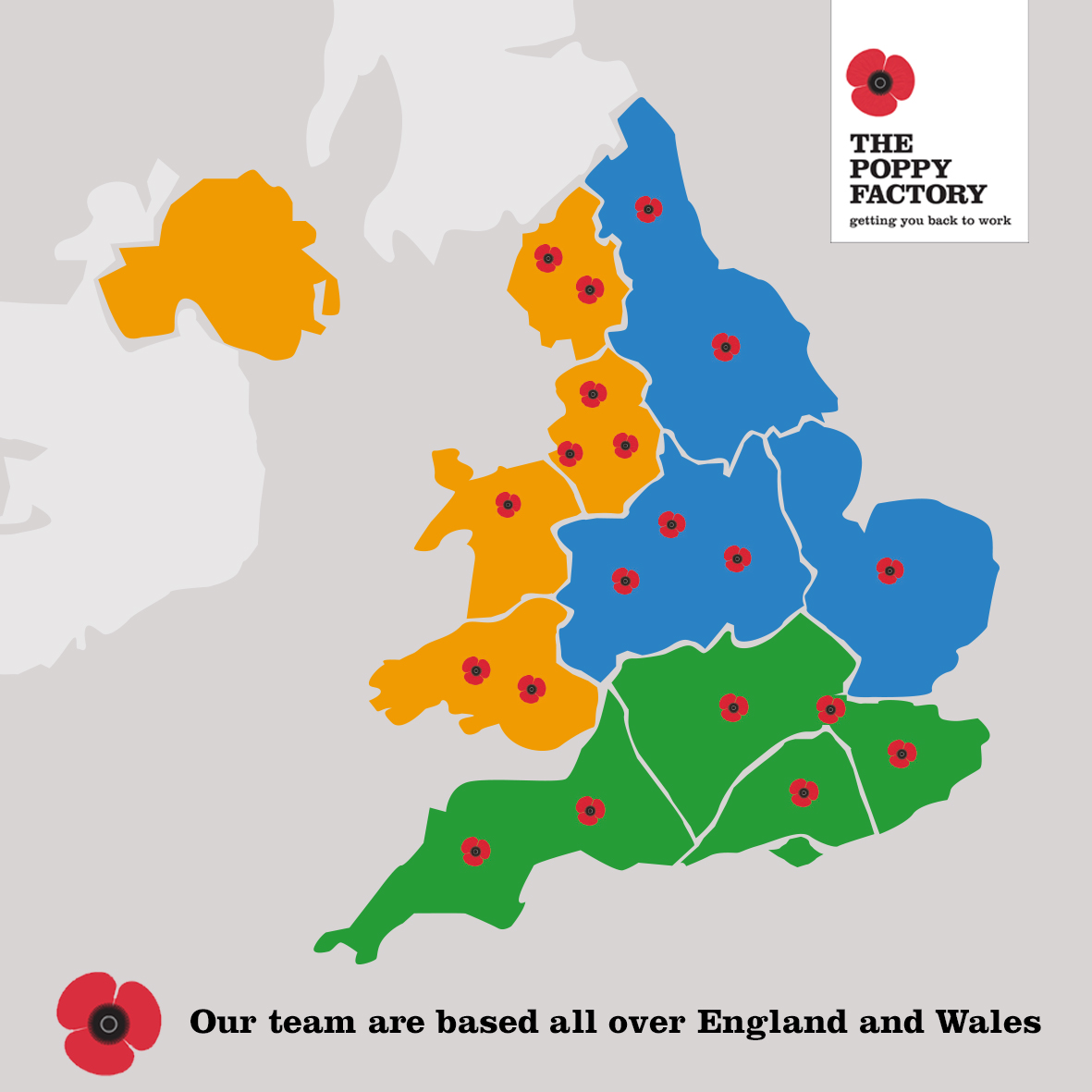 We're based all over the UK wherever we're needed, ready to support veterans with health conditions in their own communities. If you know/are a veteran who needs our support please give us a call on 020 8939 1837 or visit poppyfactory.org/employment