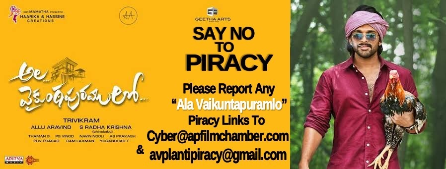 Please report any piracy links to 
cyber@apfilmchamber.com
& avplantipiracy@gmail.com #AlaVaikunthapurramuloo #AVPLFestFromJan12th
