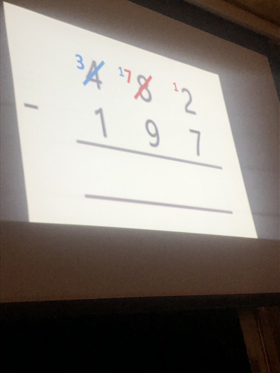 An adaptation to our traditional method of subtraction is to complete all the regrouping first and then you are free to subtract. Helpful to reduce cognitive load <a href="/mathsjem/">Jo Morgan</a> #BrewEdMaths