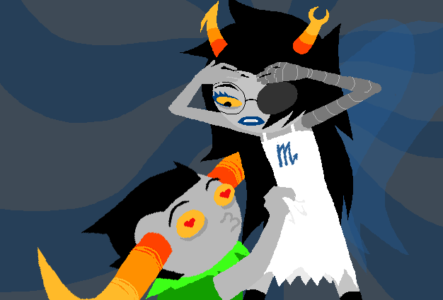 (Vriska kisses him, but he doesn't kisses back, she even tries to mind control him into doing so, but thinks better.) [8/10]