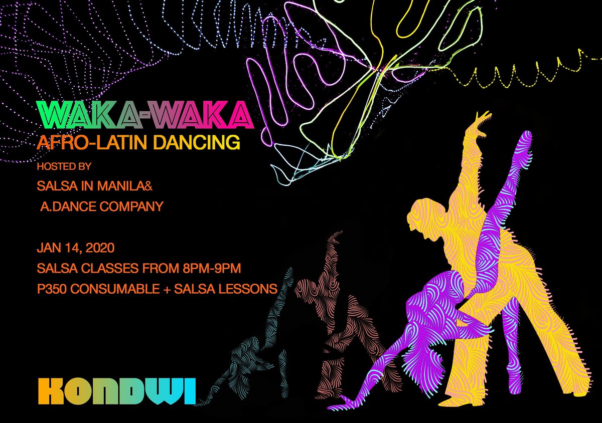 KondwiPH's tweet photo. Take a dip at Kondwi's Salsa Night this Tuesday, Jan 14, from 8-9pm featuring Salsa in Manila and A Dance Company. The Php 350 joining fee is fully consumable- perfect for that after class refreshment to get you Waka-Waka the rest of the night! https://t.co/6soZgBxiXe