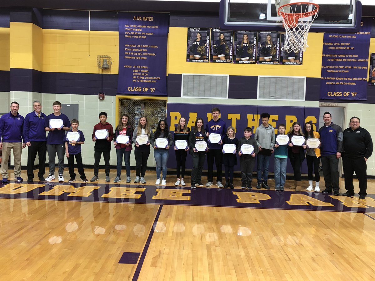 Last night we recognized these students for earning a perfect score on their state assessments.  Congratulations! #wearemaumee