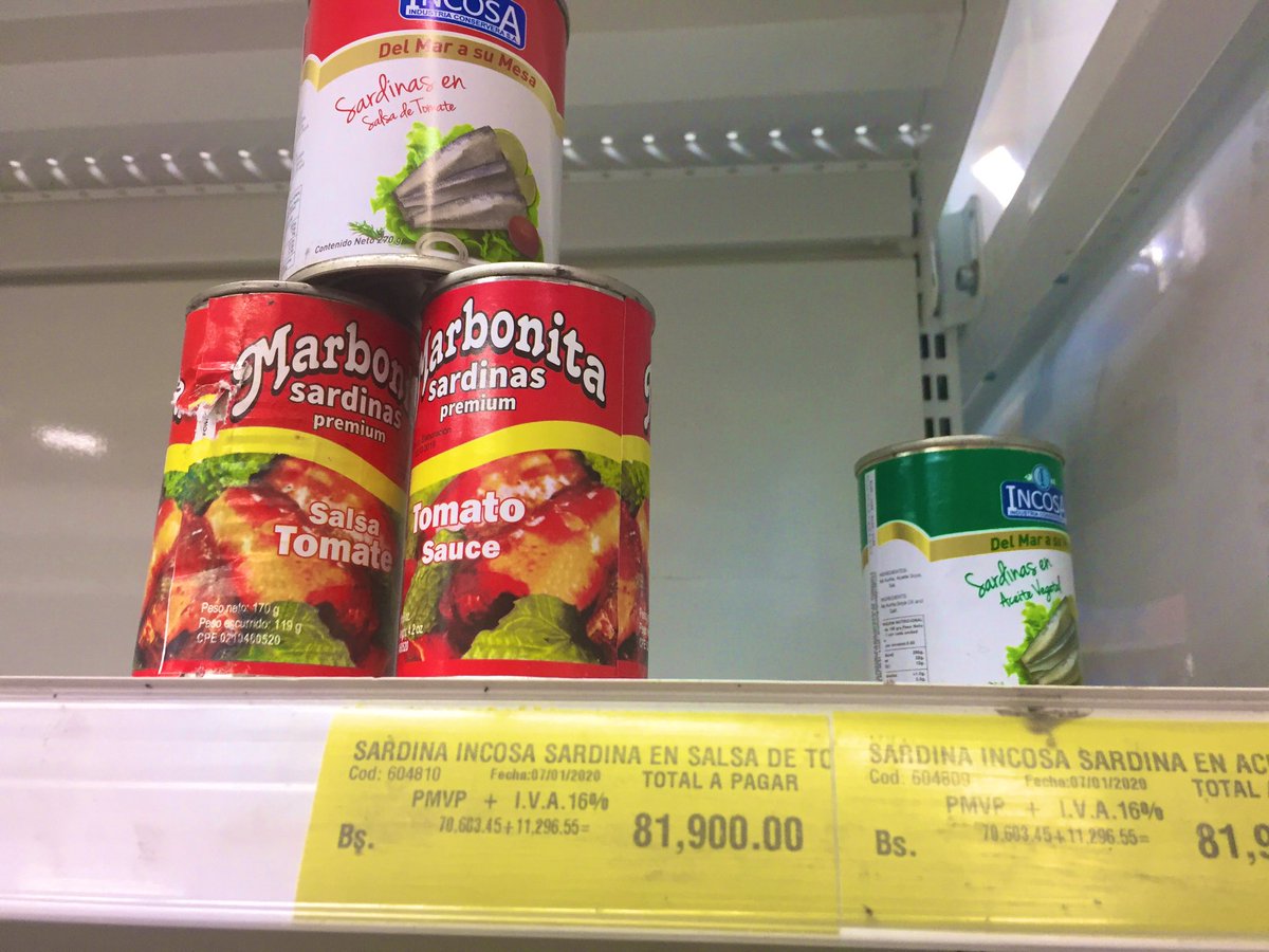 ReporteYa's tweet photo. #11Ene #AumentoSalarioMínimo rige desde el 1 de enero.

Quedó en Bs. 250 mil mensual y Bs. 200mil de bono alimentación.

De acuerdo a lo que vi en el supermercado ayer alcanza: 1 kg de sal, 1 sardina pequeña, 1 litro de aceite y una harina pan -@juditvalderrama https://t.co/yulaN3NjUP