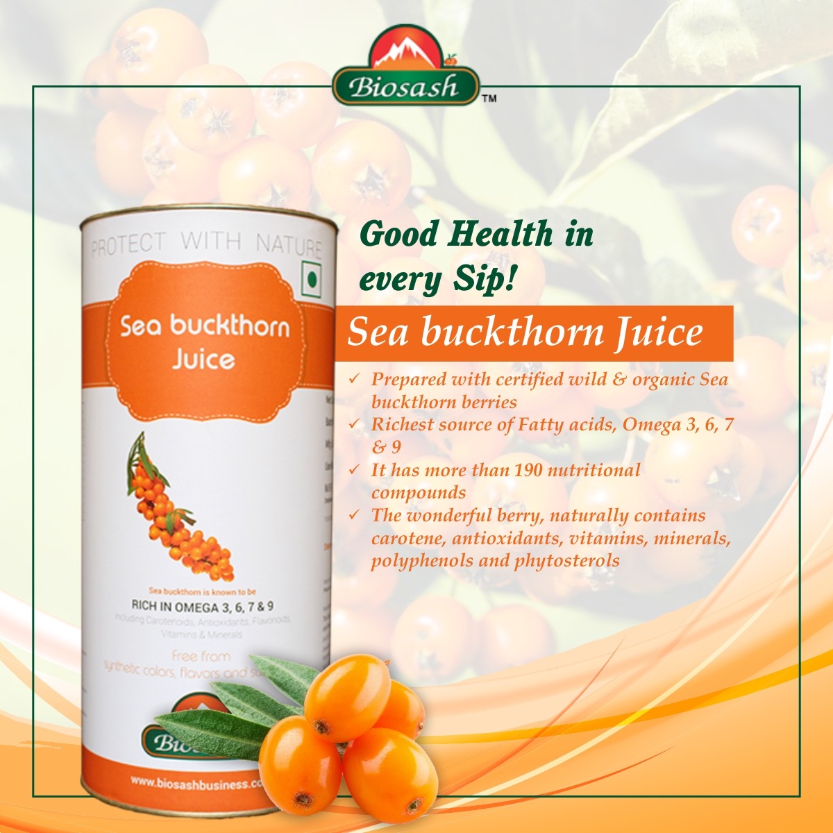 BiosashCo's tweet photo. #NOIDA | Enjoy the goodness of Sea Buckthorn berries in every gulp for the qualities of more than 190 nutritional compounds and more!!!
#seabuckthorn #biosash #organic #juice #HealthInEverySip https://t.co/BOsfD7aA4X