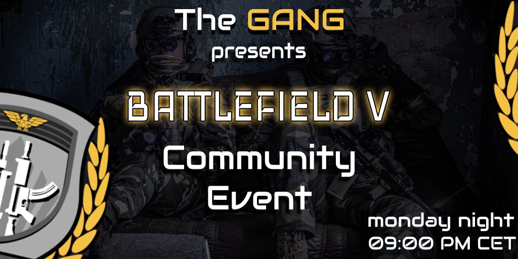 futkorl's tweet photo. Hey bf friends , we are starting our first battlefield v event ⚔️ on monday 9:00 pm cet 📡 - we hope to see some of your beautiful faces🦹🏻‍♂️ ! Love from the gang🖤 #Battlefield #bcitw #BattlefieldV #gang #battlefieldcommunity https://t.co/tyILPuhKcf
