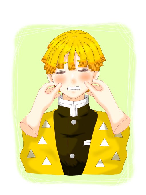 蟹さんがTwitterに投稿した我妻善逸(鬼滅の刃)のイラスト。