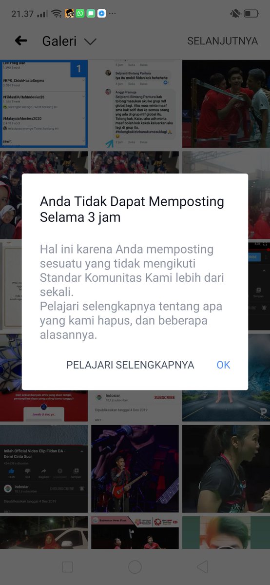 Ko saya gak bisa posti di grup MLF apa saya di banet ya salah saya apa #FildanDiUltahIndosiar25