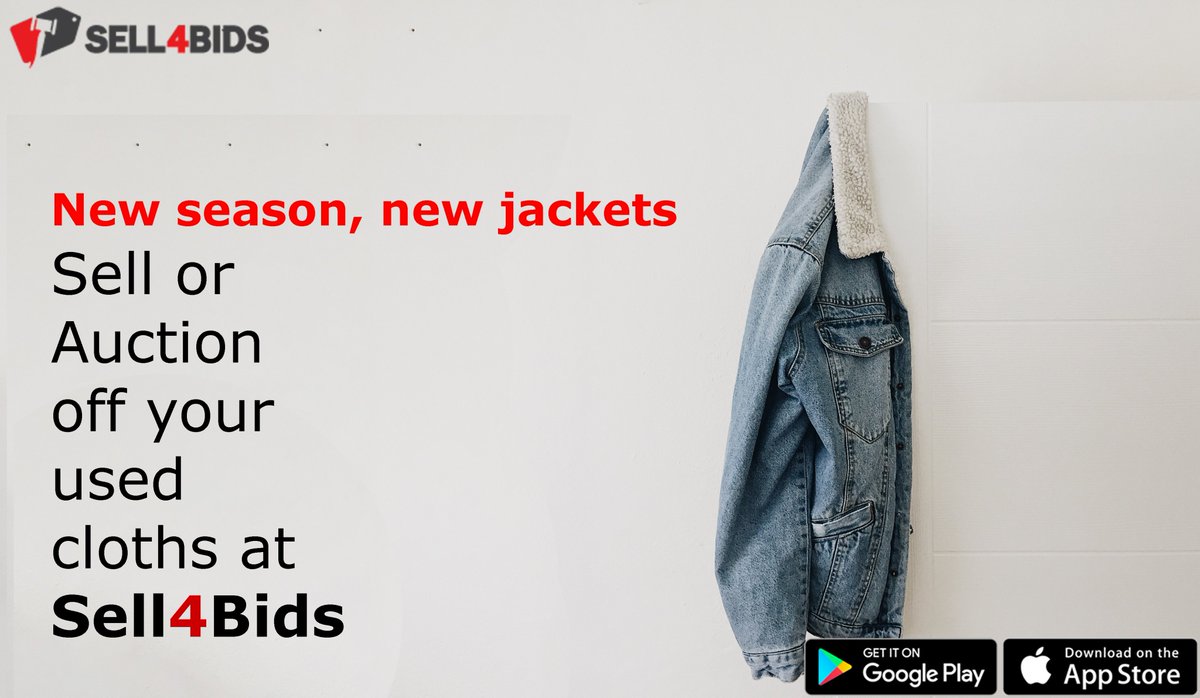 Sell4BidsApp's tweet photo. New season, New Jackets:
Sell or auction off your used cloths at #Sell4bids.
#carauction #bids #auctionswork #Home #Space #Free #Stuff #Useless #autoauction #Laptop #Sell #buy #auction #Cloths #Jackets #Books #quote #shopping https://t.co/HjZfKMKcM0