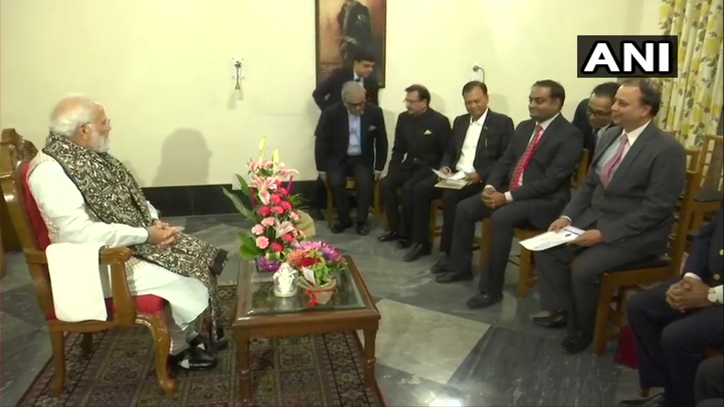 ANI's tweet photo. West Bengal: Chamber of Commerce and Industry (CCI) delegation met Prime Minister Narendra Modi in Kolkata, earlier today. https://t.co/gCIbT73yFg