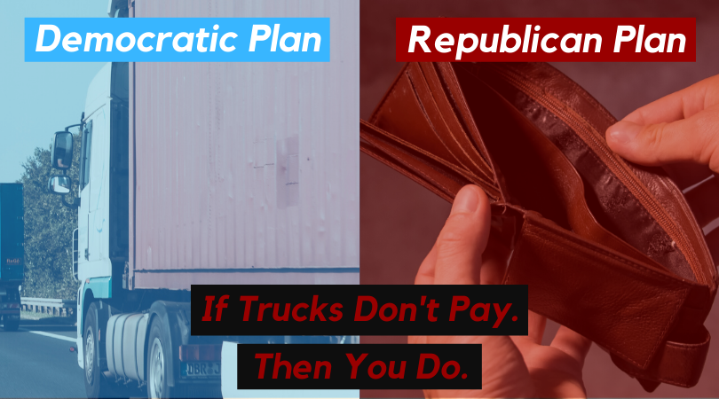 CTSenateDems's tweet photo. If trucks don't pay, future generations will. More details on our responsible plan here: https://t.co/RghgvuuE98 https://t.co/22hrVFPTC4