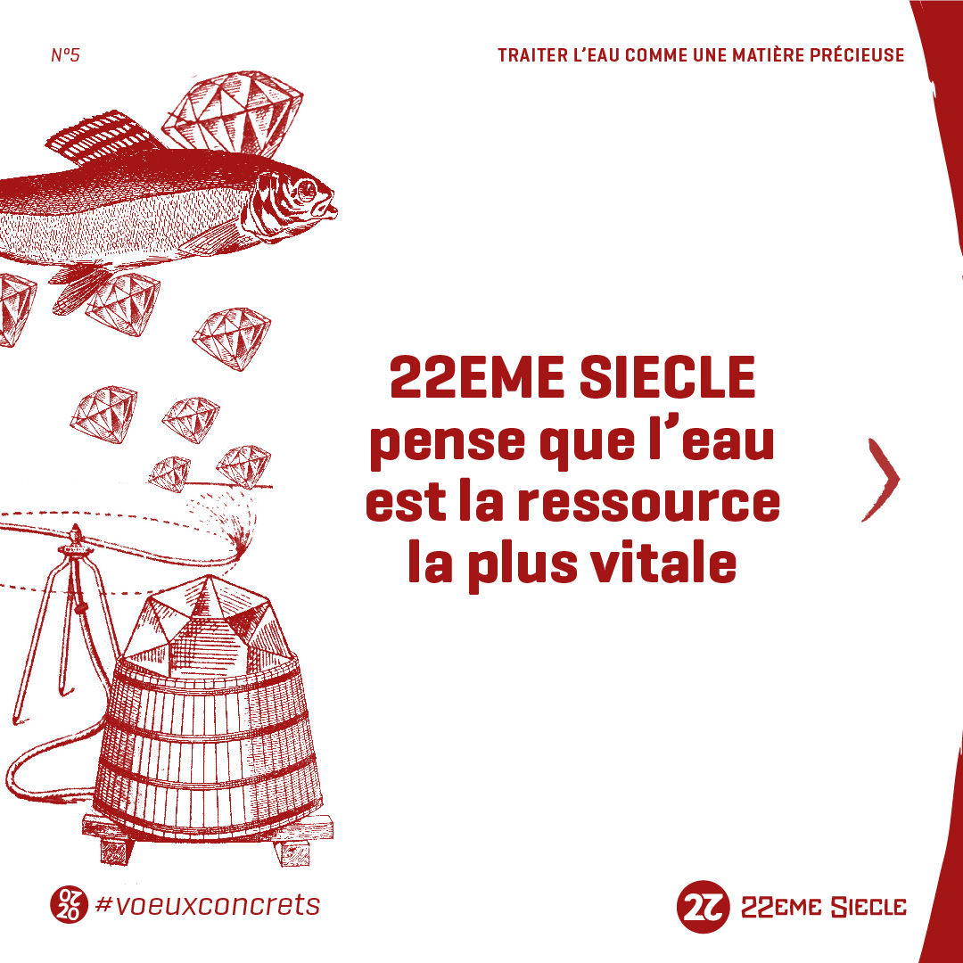 22emeSiecle's tweet photo. #Vœuxconcret N°5: TRAITER L'EAU COMME UNE MATIÈRE PRECIEUSE 💦💧🌊 Vous en pensez quoi ?

Pour 2020, 22EME SIECLE a conçu 20 #voeuxconcrets pour regarder le futur droit dans les yeux et pour construire le présent avec vous.

#eau #biencommun #voeux #voeux2020 #watff https://t.co/ynLdvxAsk7