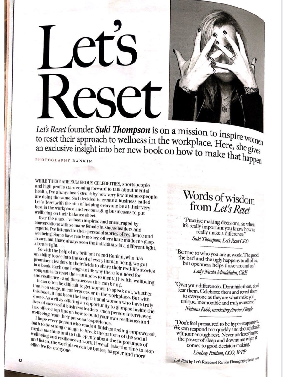 Delighted that LET’S RESET is featured in this months winter @allbright magazine with profiles on @pippaglu @nicolamen @Blackett_kt thanks to @annakristinajones @debbiewosskow @www.letsreset.com #culturetransformation #wellbeing #resilience @Oystertweet @WACL1