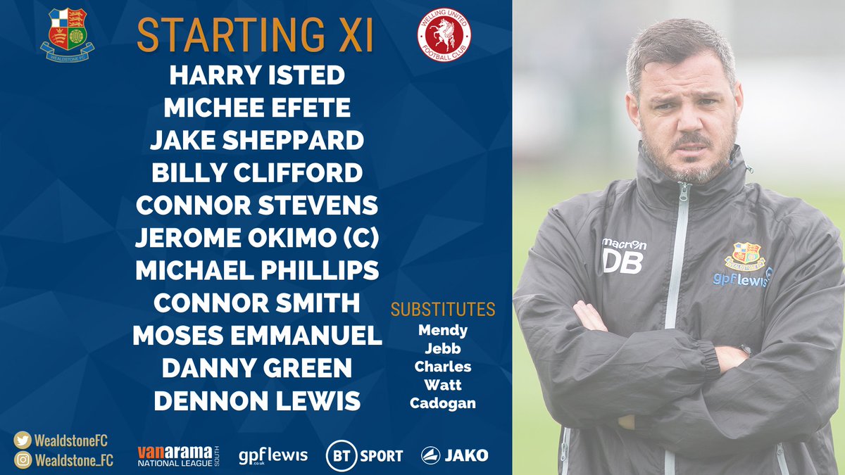 WealdstoneFC's tweet photo. Your #StonesXI this afternoon! 🙌

✅ Moses Emmanuel STARTS
🔁 Efete, Smith and Green also come in
💪 Shep keeps his place

#WeAreTheStones 🔷🔶 https://t.co/OhGqqzZ9ro