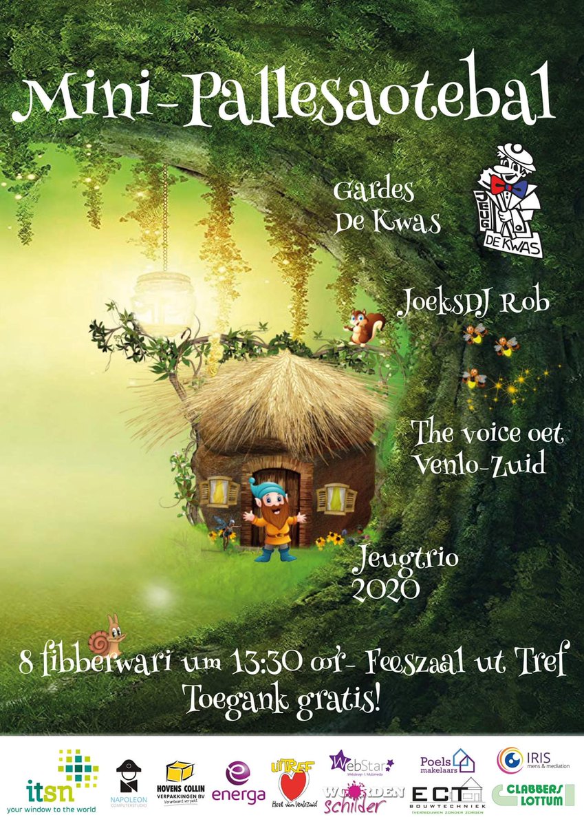 Zaoterdaag 8 fibberwari Mini-Pallesaotebal in Ut Tref. Tiedes deze gezellige jeugmiddaag , met optraejes van ós dansgardes en JoeksDJ Rob, zal 't nieje jeugtrio oetgerope waere. Ouk de blage kriege 'n podium tiedes The Voice oet Venlo-Zuid. #detisdekwas #dekwas #vastelaovend
