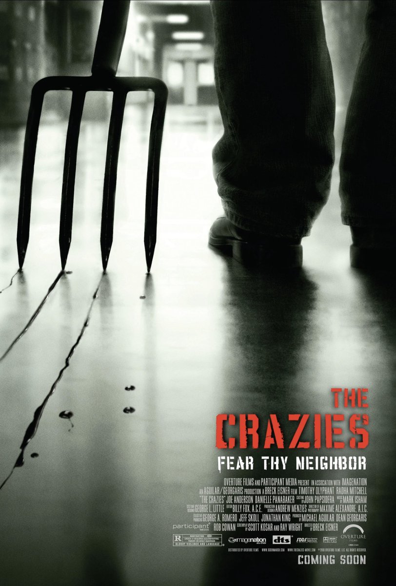 56. The Crazies (2010)Wonderful and brutal remake starring Timothy Olyphant dealing with a toxic virus that’s entered the town’s water supply, turning people homicidal in the most bloodythirsty of ways