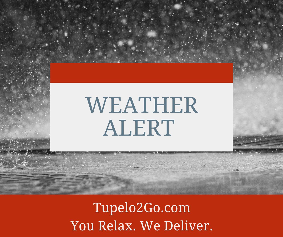 Tupelo2Go's tweet photo. We will be open at 12:00 today, weather permitting. Please allow for delays, limited delivery areas,and potential temporary blocks due to inclement weather. We are sorry for the inconvenience! https://t.co/eZImoRk1Dr