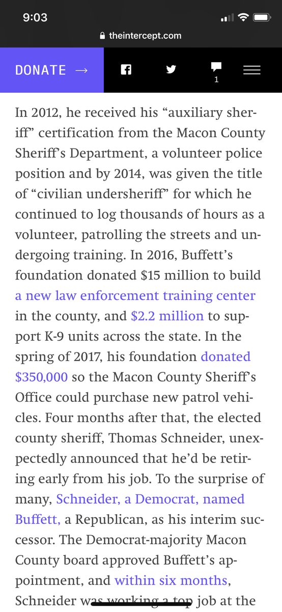 ryangrim's tweet photo. Buffett’s kid was awarded the title of “civilian undersheriff” by Decatur. https://t.co/R8fnbDbl6b