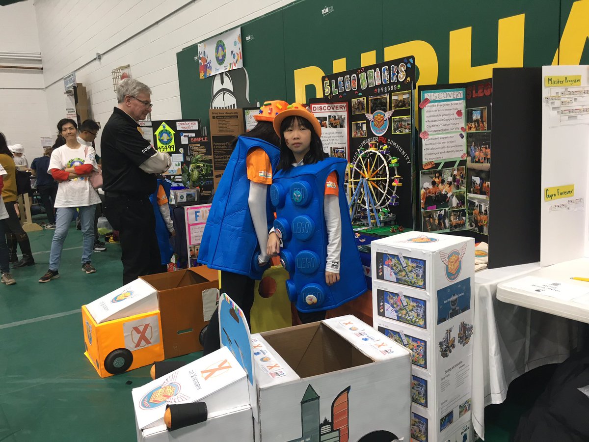 rhodes_sheila's tweet photo. Project designs worked on for months for #FLL2019 @CANFIRST provincial championships at @oshawacity @ontariotech_u @durhamcollege Teamwork and #graciousprofessionalism on display https://t.co/zDvpXzHvql