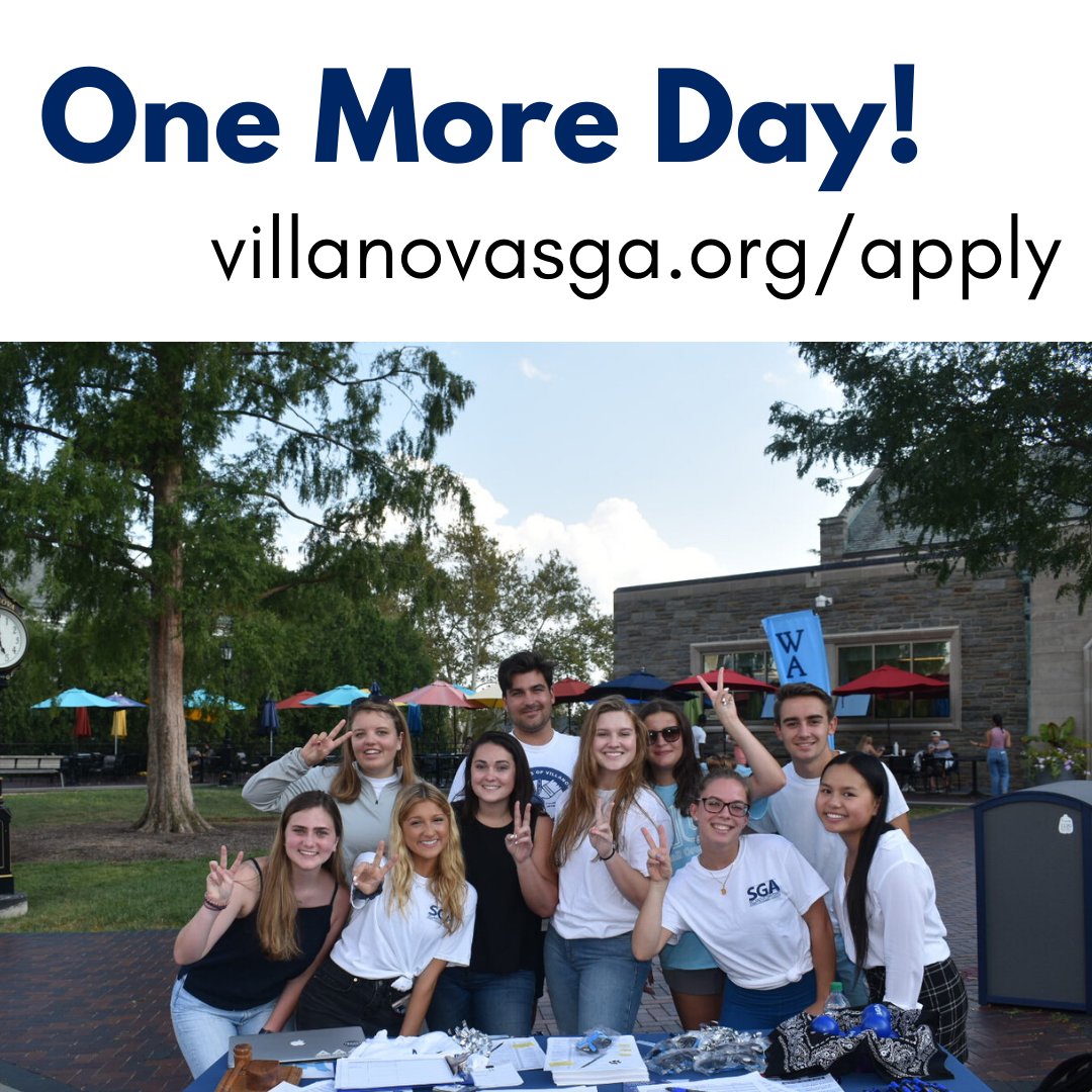 VillanovaSGA's tweet photo. Join our team, the application closes January 12 at midnight! All of the information on applying can be found at https://t.co/3VHyLSqWdc. https://t.co/yzkQvYxczy