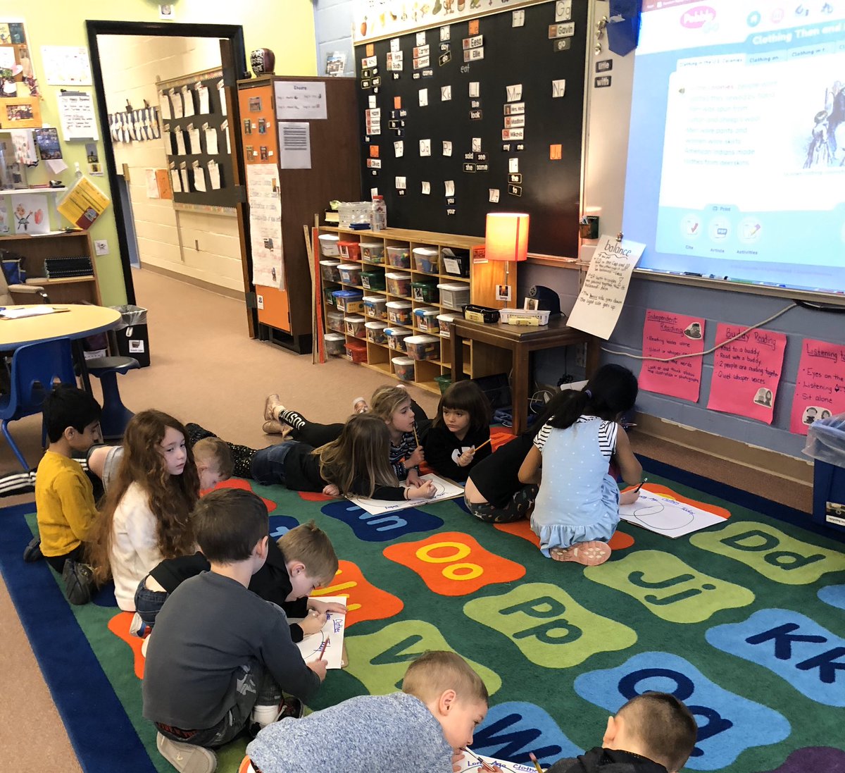 K Ss using #pebblego to compare and contrast clothes from long ago to today. #gberocketeers