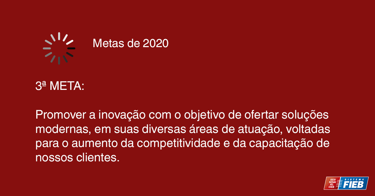 SistemaFIEB's tweet photo. #Metasde2020
A inovação é um processo estratégico de reinvenção contínua do nosso negócio e de criação de novos conceitos de negócio.
O Sistema FIEB faz. VOCÊ transforma.
#SistemaFIEB #FIEB #FIEBcomvocê #Inovação https://t.co/kIvFbQ9lgW