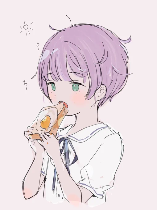 ゲームやりすぎた翌朝  #もちひよあーと 