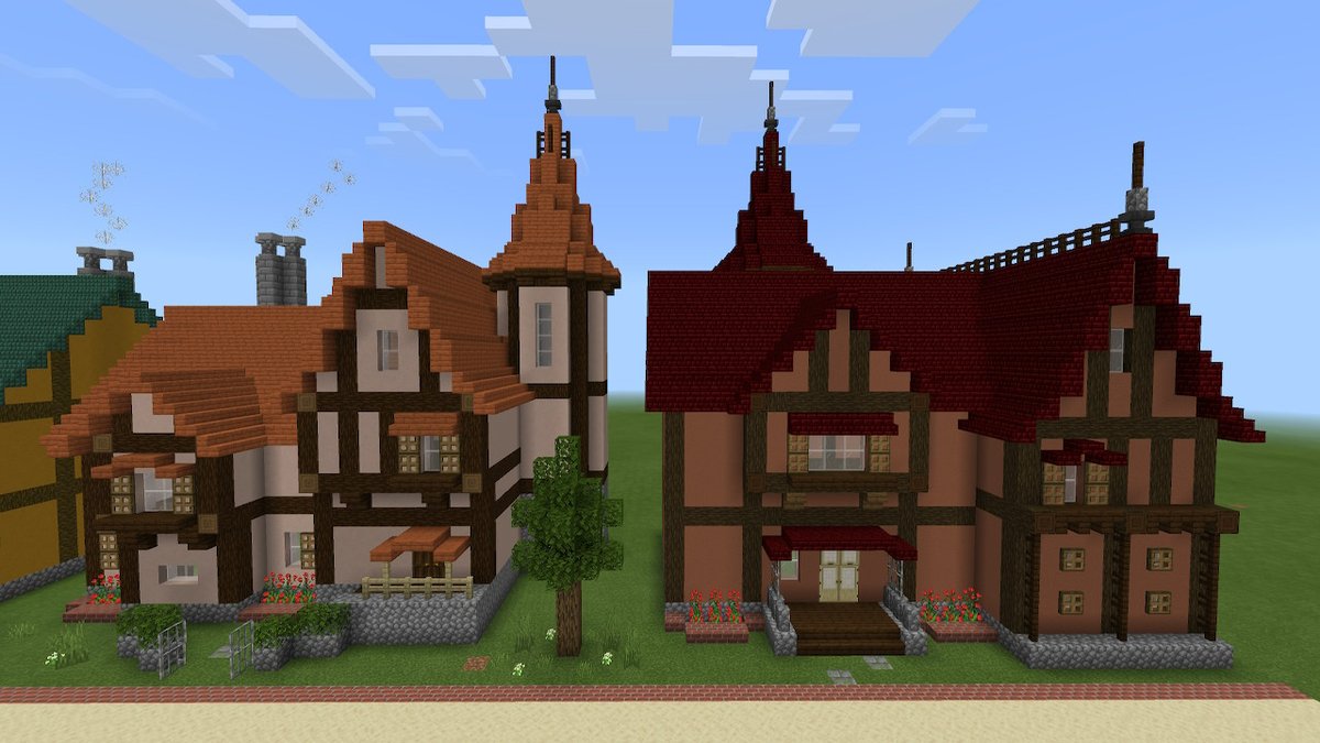 Asupara Ad 洋風建築 久々に建築意欲が戻ってきました ハーフティンバーっぽく建築 真ん中の建物はpon 星 Pさん Pkpkponp の動画を見て作りました Minecraft マイクラ マインクラフト Nintendoswitch T Co Svyebghfzs