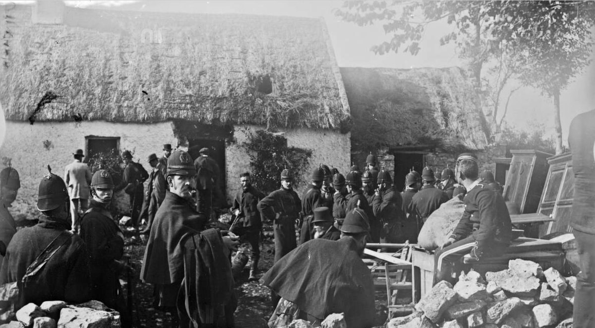19th Century Eviction Scene, County Galway, overseen by the #RIC theirishpotatofamine.com