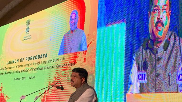 CIIEnergy's tweet photo. "Over 50% of 115 aspirational districts envisioned by PM @narendramodi will be located in the East; will become India's demand centre for steel. A major aim of #Purvodaya is to make East India an Integrated Steel Hub" @dpradhanbjp @SteelMinIndia @FollowCII #125YearsofCII #CII4ER https://t.co/bvf4FcBeuo