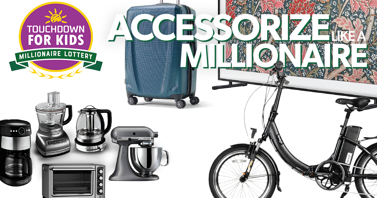 td4kidslottery's tweet photo. The grand prize is $1 million, but you could also ACCESSORIZE like a millionaire!
From a brand new LG 77” TV, KitchenAid collection, Google Home Max Smart Speaker, Logitech Harmony Home system and so much more, you could win BIG!
Buy Tickets: https://t.co/l7OqpNog1x
#TFKML https://t.co/WGL5OUEEbg