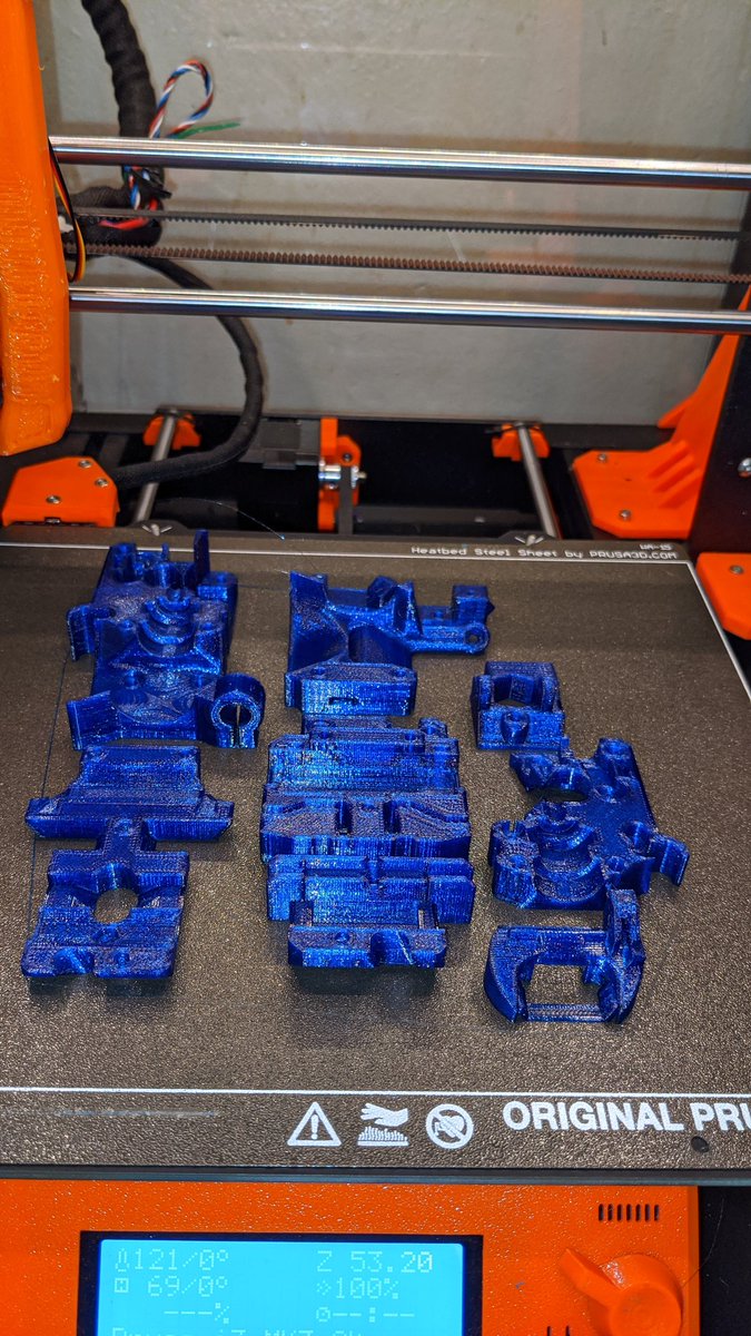 DotMakeTrix's tweet photo. Cracked the body while adjusting the PINDA. Good excuse to get around to the MK3S upgrade. Which is also a good excuse to start the parts inventory for the #ColorfulBear upgrade.
Thanks to @FilamentFrenzy for the inspiration. I'm going silver and @prusament #UltramarineBlue https://t.co/leDzoZ8qgx