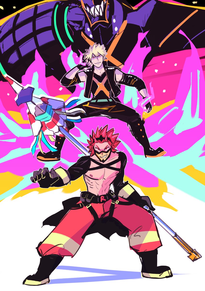soursoppi's tweet photo. someone probably already did this, but self-indulgent #kiribaku promare AU lol https://t.co/C6frPATRCY