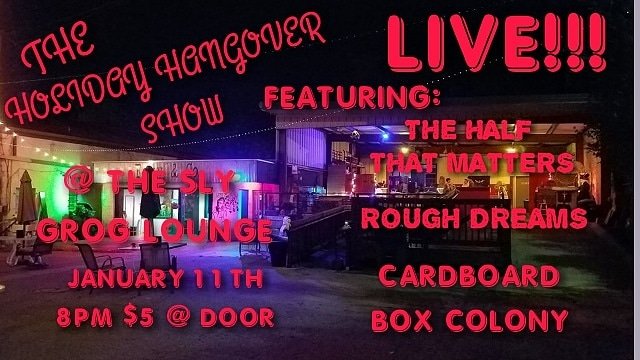 PaulRoundy8's tweet photo. TONIGHT!!!!!

Playing a killer show with some killer bands!!! My Asheville  Peeps TONIGHT is the night and SLY GROG LOUNGE is the place!!!!

@slygrog presents!!!

THE HOLIDAY HANGOVER SHOW

FEATURING:

@roughdreamstn
@cardboardboxcolony
@thehalfthatmatters

#live #lights #sounds https://t.co/KMhAI6SoZ0