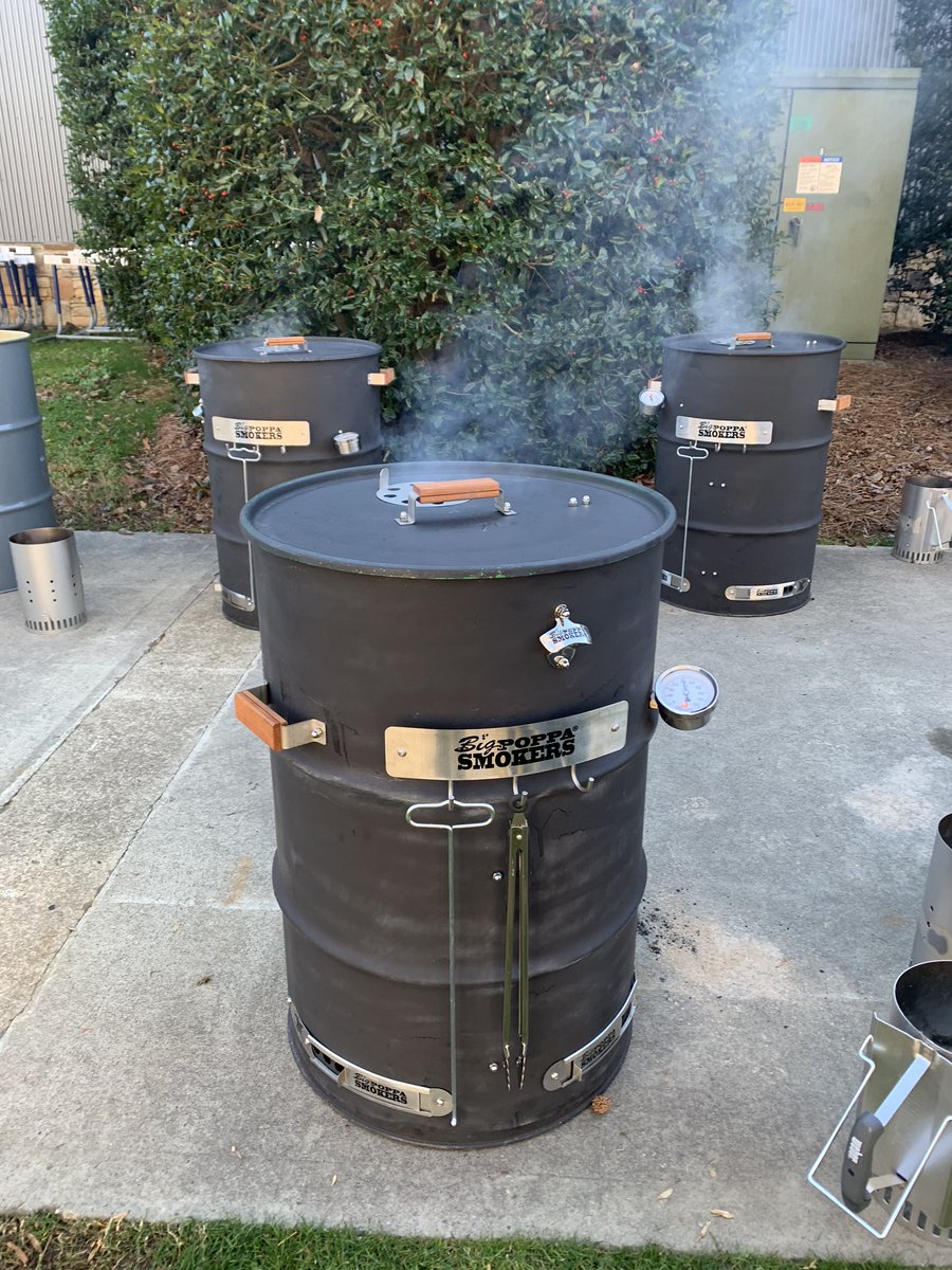 GMatthewDavid's tweet photo. For #WAJterm we took 10 young men and built 10 @bigpoppasmokers and used 375lbs of @Kingsford charcoal to cook 260 chicken wings,30 whole chickens,12 spare ribs and 20 pork shoulders. I tried to teach what I have learned from reading @meathead. Good but long week.#WAinnov8 https://t.co/XwTn1JU7dC