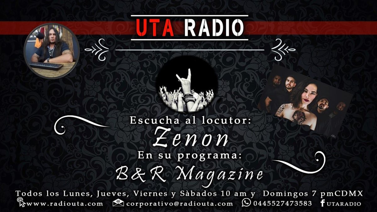 zenon1970crue's tweet photo. Hoy Enero 11 en radio a las10 am  c/t recordemos la entrevista con #ZeroGenesis, ademàs la mùsica de #TonathZonall #AliceCooper #BrutalCrisis #DevastatingLoss y más!!!.. y ya sàbanas, disfruta en radio a B&amp;R magazine radio https://t.co/uSV7BguC52 https://t.co/ueJb3QsYxx