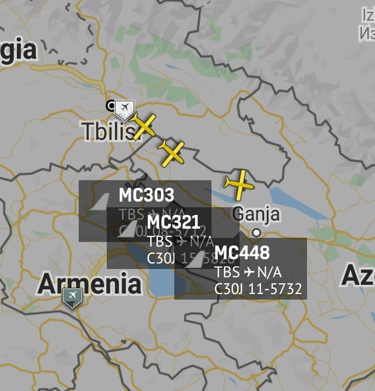 is_keelu's tweet photo. USAF
Lockheed C-130J-30 Hercules
MC448/RCH448 11-5732 #AE4E0E
MC303/RCH303 08-5712 #AE3E08
MC321/RCH321 15-5826 #AE5C99
All Departed from Tbilisi International Airport.
Possibly heading to Afghanistan?? https://t.co/bBgZ3AGQYC