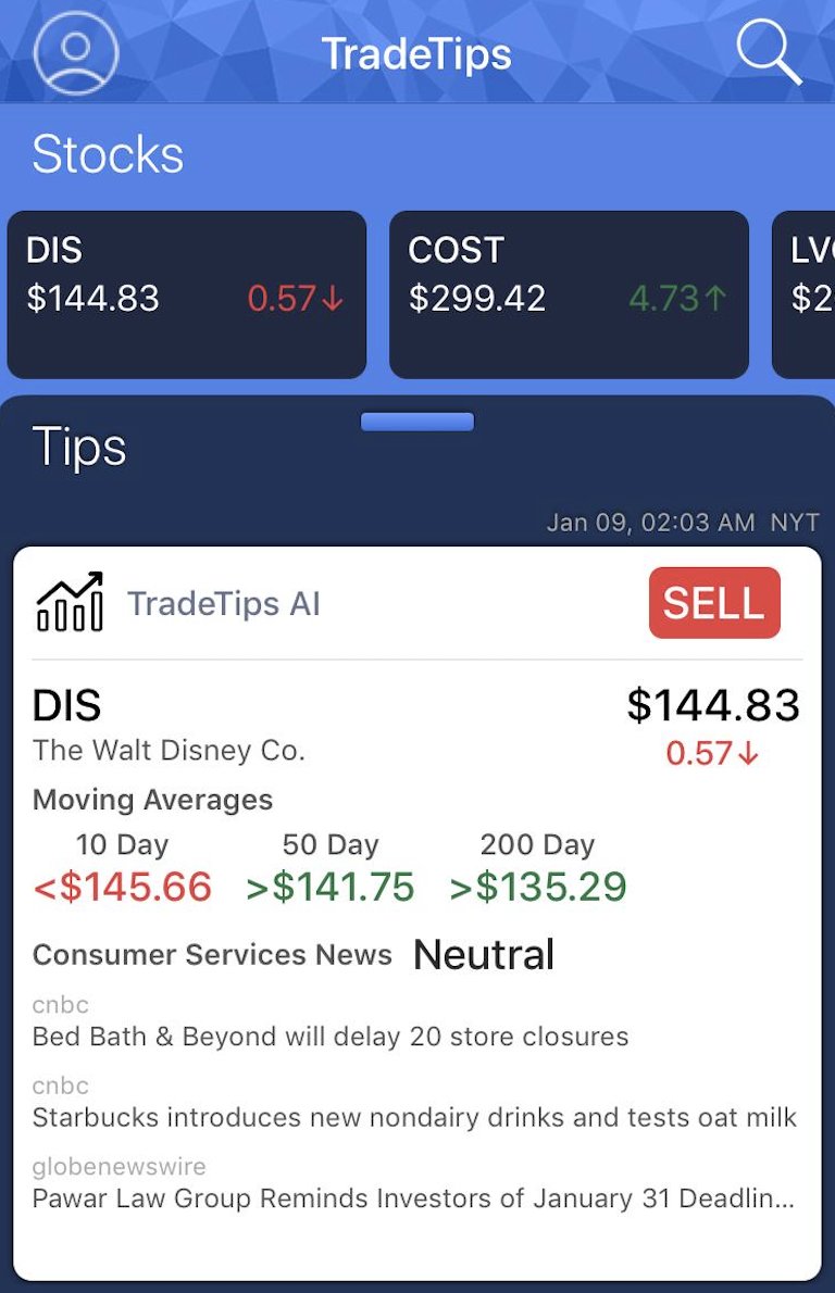 TradeTipsApp's tweet photo. The Happiest Place On Earth is now inside your wallet. Disney stock dropped from $145.65 to $144.83 between Jan. 06 and Jan. 09. A $0.82 per share gain just by following TradeTips app SELL signal.

Sign up on https://t.co/rig1K4uWvp

#TradTips #Disney #WaltDisneyWorld $DIS https://t.co/pQOKetMhUb