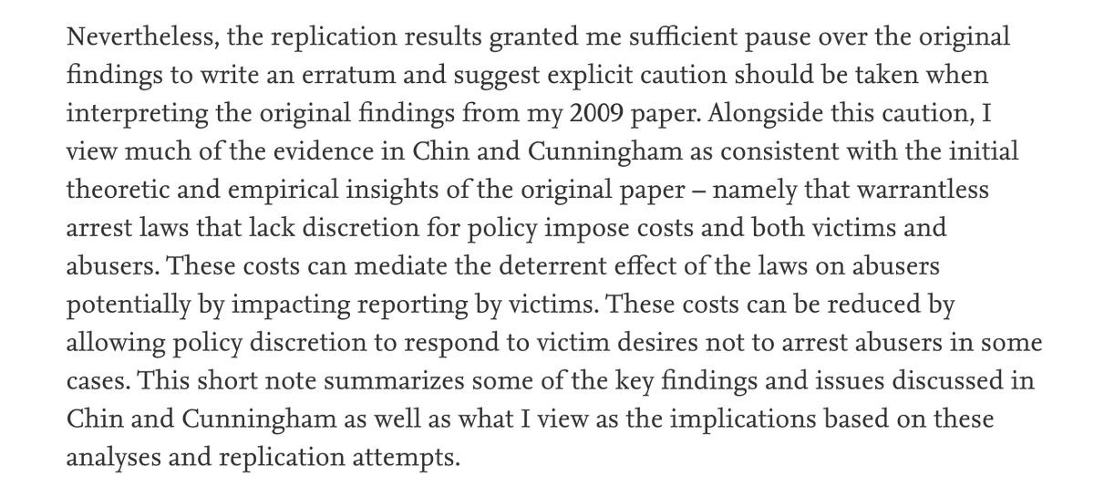 . @RadhaKIyengar. 2019. "Corrigendum to 'Does the certainty of arrest reduce domestic violence? Evidence from mandatory and recommended arrest laws'" https://doi.org/10.1016/j.jpubeco.2019.104098