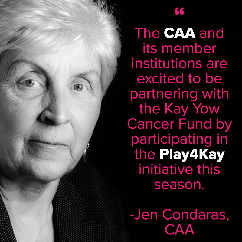 KayYowFund's tweet photo. Excited about this #CONFERENCE initiative with @CAABasketball! Just as Coach Yow envisioned, #Play4Kay unites teams, coaches, officials, conferences, and communities in the fight against ALL cancers affecting women! https://t.co/I8FThWyAjk