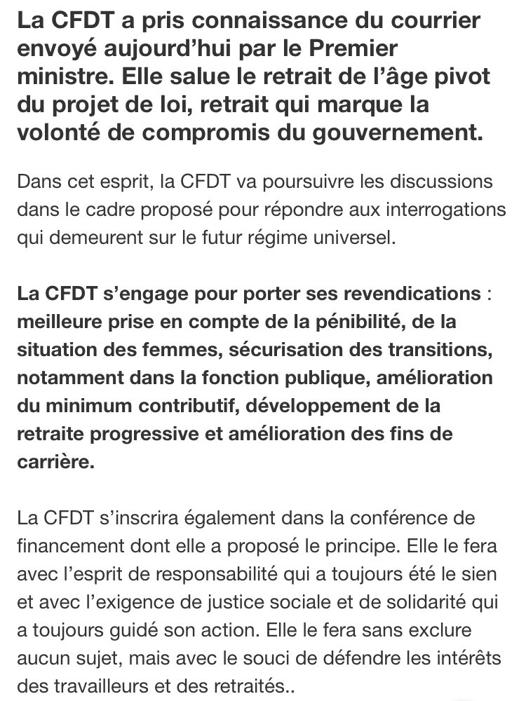 LaurentBerger44's tweet image. Nous avons obtenu le retrait de l’âge pivot, une victoire pour la CFDT ! Nous allons maintenant poursuivre notre action pour un système de retraite plus juste et solidaire !