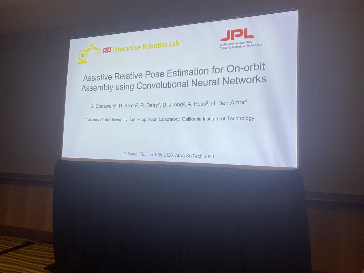 RyanAlimo's tweet photo. Shubham Sonawai presented our paper on the explainability of pose estimation deep learning methods for the on-orbit assembly application with small satellites at #aiaaSciTech 
Assistive Relative Pose Estimation for On-Orbit Assembly using CNN
#space #ai #asu #jpl https://t.co/L7v6A3HzuR