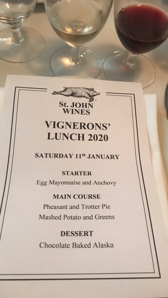 Pheasant and trotter pie. Annual Vignerons’ lunch <a href="/SJRestaurant/">St JOHN Restaurant</a>. Cheers as always for the kind invite.