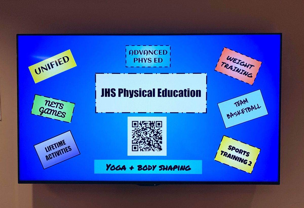 jhsphysed's tweet photo. Checkout JHS Phys Ed Electives! Flex hall TVs #healthyjags #jaguarnation #healthandwellness #healthybodyhealthymind  @District271 @jaysenanderson https://t.co/LEEWX8xlWx