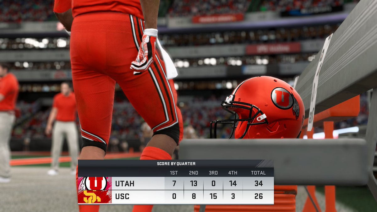 tywizzler's tweet image. A crazy third game of the #Playoffs goes final. No. 11 Utah wins at home in a Pac-12 duel against No. 22 USC, 34-26. This pick-six by @NBAxJay1 seals the deal for the Utes and USC was unable to score on their final drive. Utah avenges an early season loss in Los Angeles.