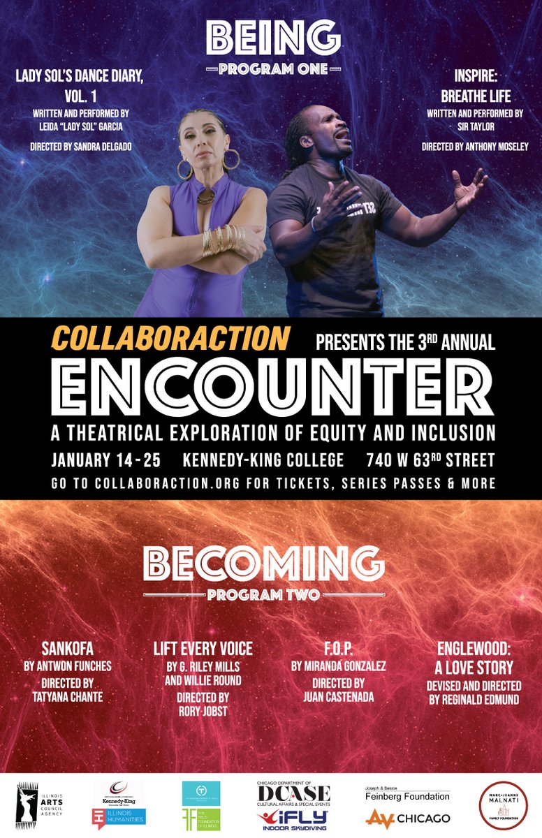 Collaboraction's tweet photo. We are kickin off the year with A BANG 💥 the Countdown to #Encounter begins do you have your tickets? DO NOT miss this #DopeProduction of #HipHop #Theater in our new residence @KK_College Starting Jan 14th ===> PURCHASE TICKETS HERE ➡️ ➡️ https://t.co/jiDOpFJODL ⬅️ ⬅️ https://t.co/5XtPv07jLs