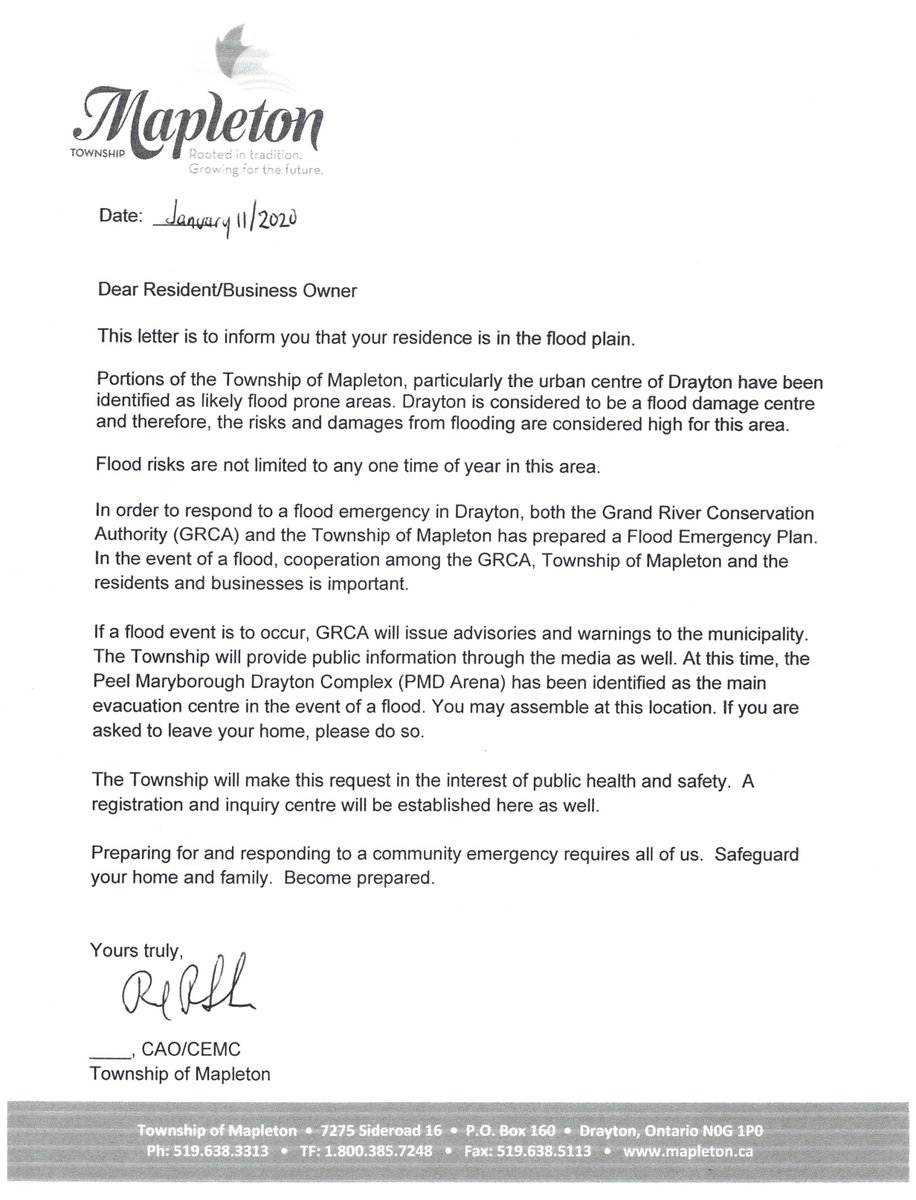 MapletonTwp's tweet image. Firefighters are now delivering the attached letter to residents in Flood Zone Levels 1, 2 and 3. 
We would advise all residents to exercise extreme caution at this time.