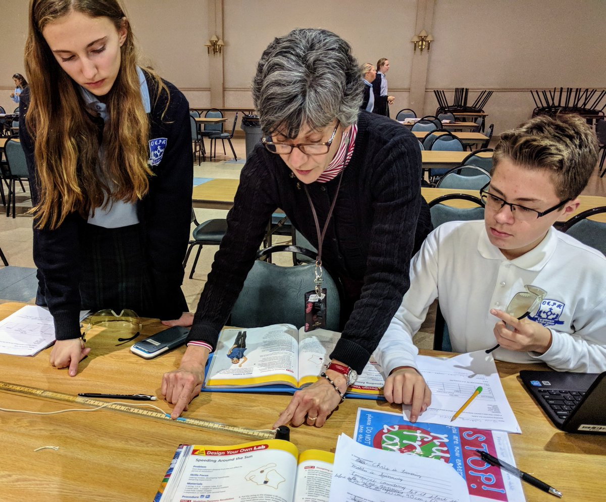 OurLadySchool's tweet photo. How does a planet's distance from the sun affect its period of revolution? Mrs. Chiappinelli teaches Grade 8 how to design their own labs to find the answer! #OLPHSTEM #OLPHPROUD https://t.co/8LHPLYRWbw