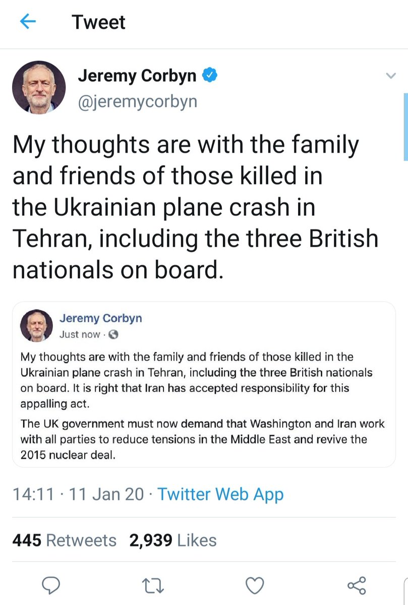 drlukeevans's tweet photo. The Iranian Ambassador to the UK apologies early this morning for getting it wrong, and about a missile. Will #corbyn do the same despite posting this this afternoon? #notacrash https://t.co/lohqoawCHh
