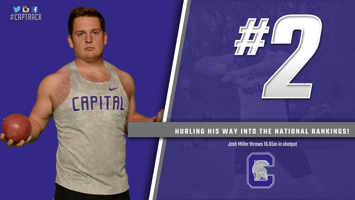 cap_athletics's tweet photo. Big news out of NW Ohio! Botkins native @J_Miller_98 sets a new lifetime PR, which is now the #2 throw in the shotput in all of @NCAADIII ! Oh yeah, its just the first meet of the season. 🤪More to come (from him and all of @CapXCTF )! #capfam #captrack #d3track #OAC https://t.co/x3iSHBvuRm