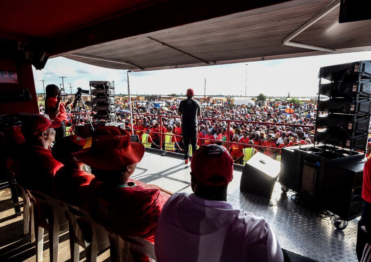 FloydShivambu's tweet photo. These are very decisive community meetings in Mamusa Municipality, North West Province addressed by the Commander in Chief today in preparation of the Elections on the 15th of January 2020. It’s #OurLandAndJobsNow! #OurLastHopeForJobsAndServiceDelivery! #VoteEFF! https://t.co/85WsyDgSm1